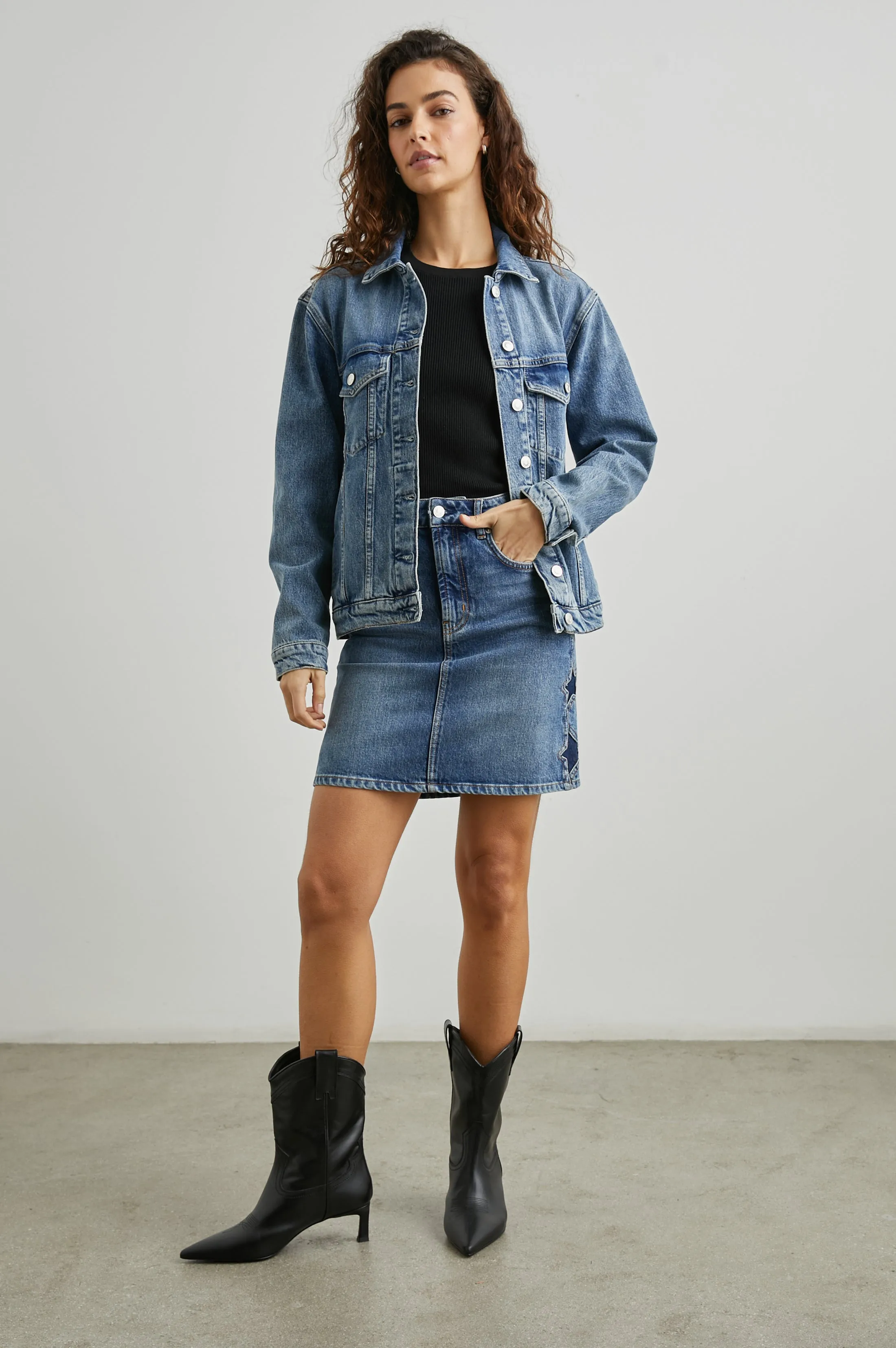 GROVE BOYFRIEND TRUCKER JACKET - STARRY NIGHT