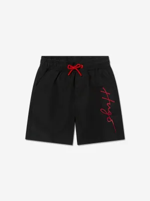 Hugo Boys Signature Logo Swim Shorts in Black