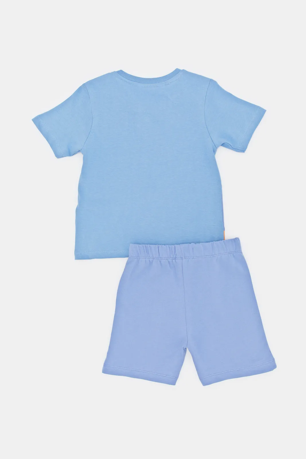 Infant Boys Giraffe Blue T-Shirt And Short Set (2 Piece)