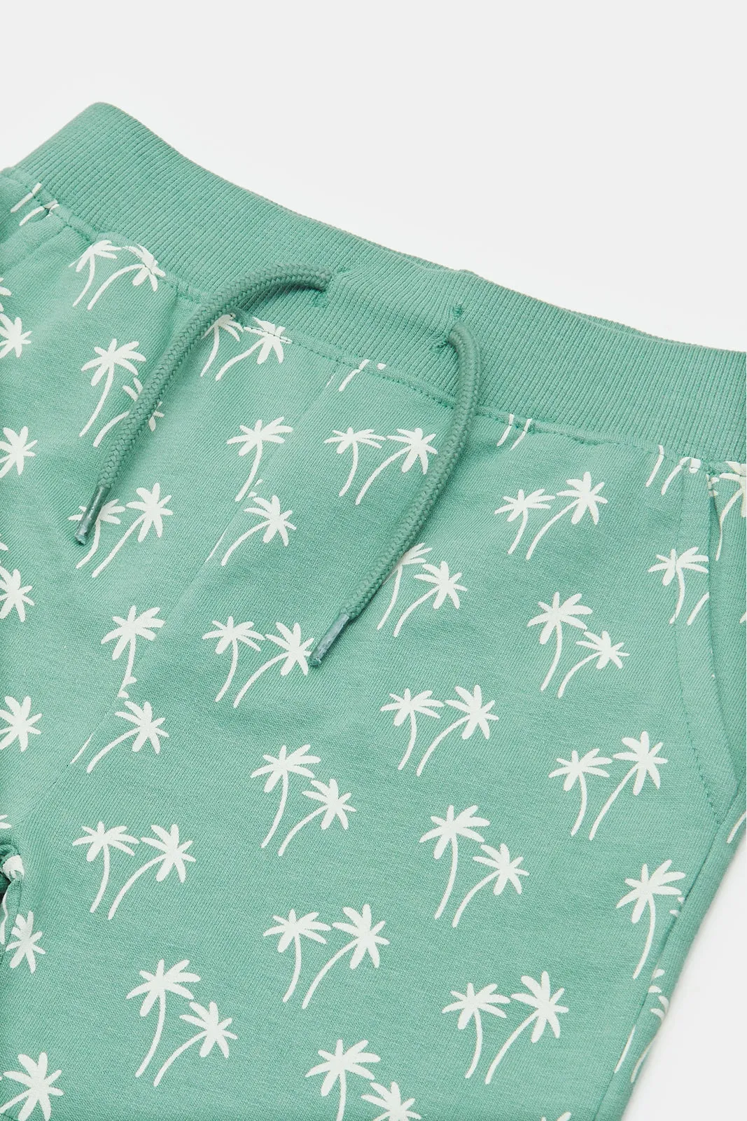 Infant Boys Green Palm Printed Active Shorts
