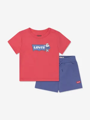 Levi's Wear Baby Boys Mascot Batwing Shorts Set in Red