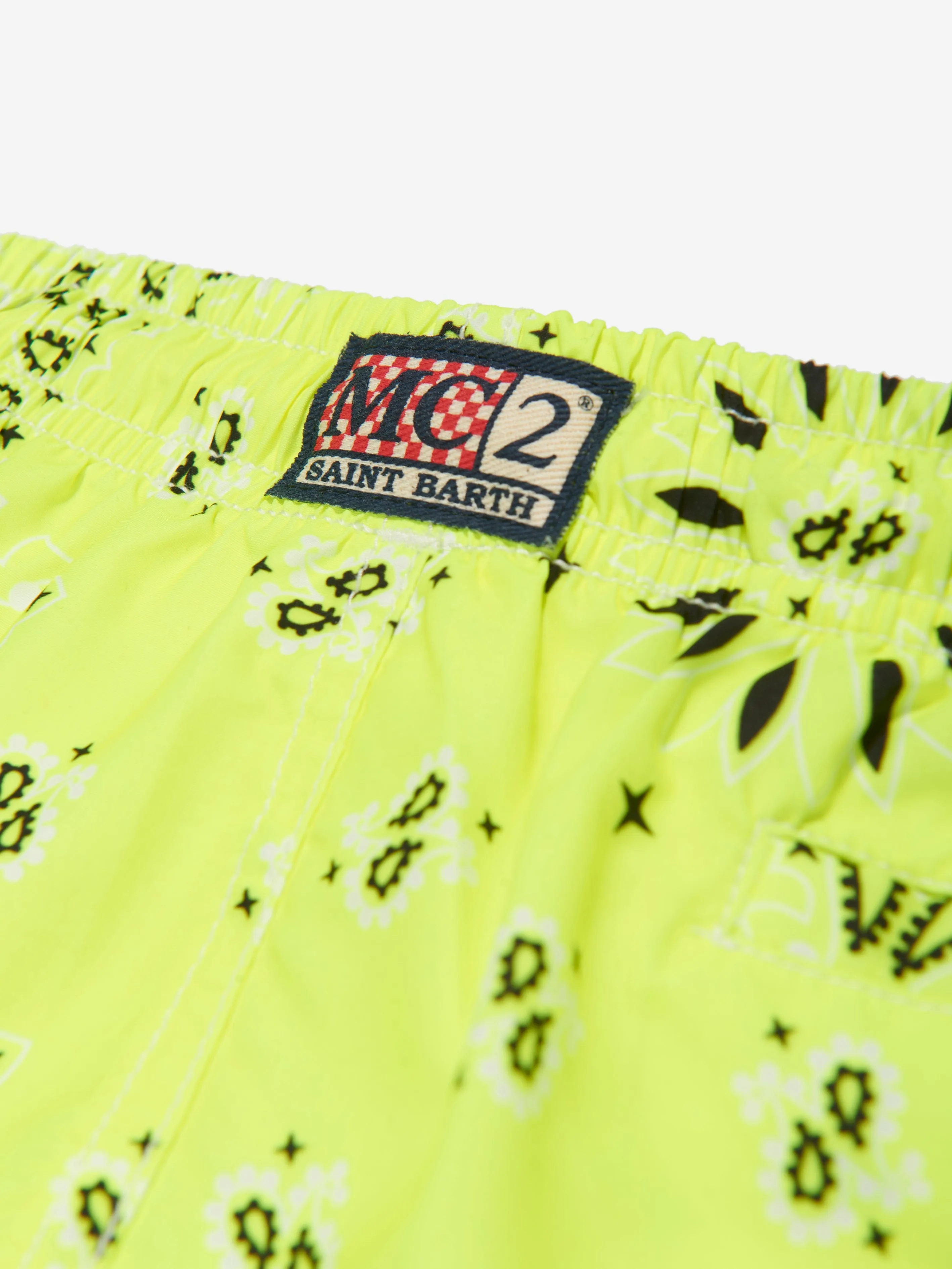MC2 Saint Barth Boys Bandana Print Swim Shorts in Yellow