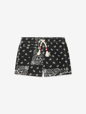 MC2 Saint Barth Boys Foulard Print Swim Shorts in Black