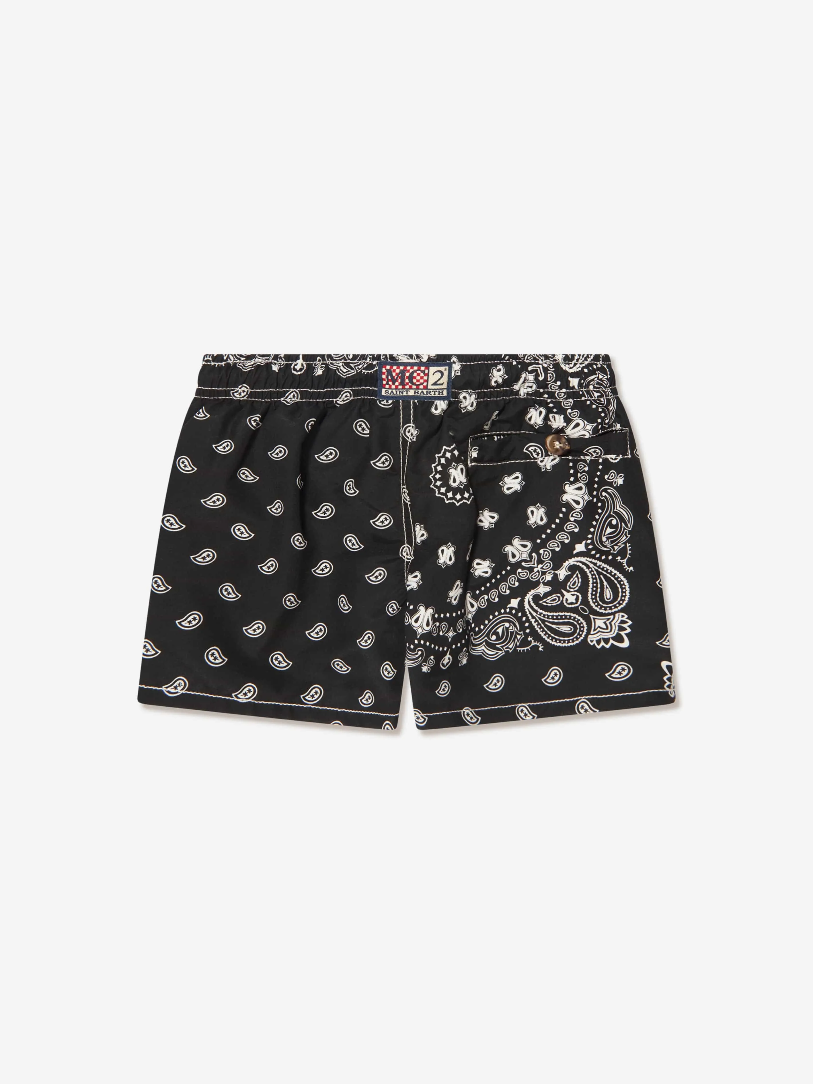 MC2 Saint Barth Boys Foulard Print Swim Shorts in Black
