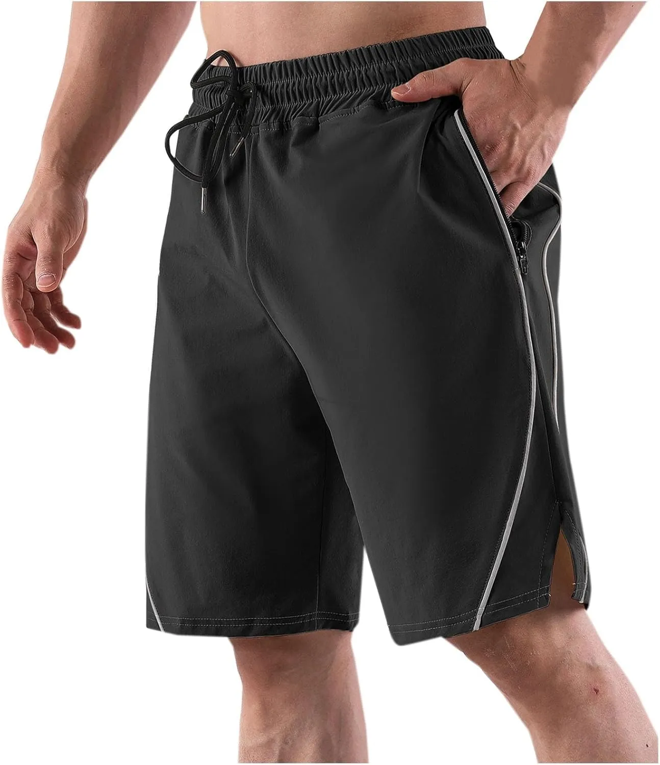 Mens Athletic Shorts Gym Workout Running Lightweight Elastic Waist Sports Short Elastic Drawstring Quick Dry Pants