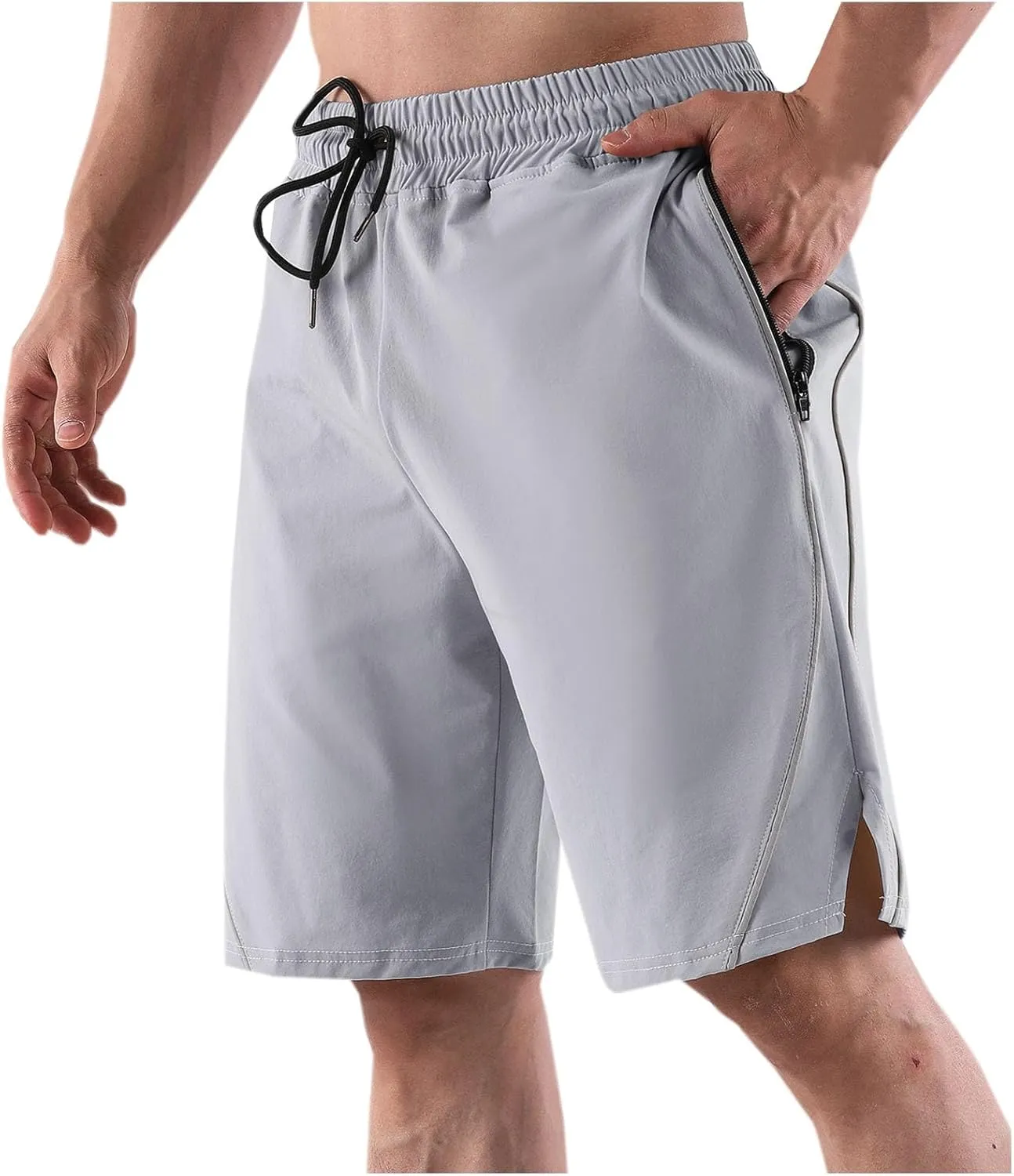 Mens Athletic Shorts Gym Workout Running Lightweight Elastic Waist Sports Short Elastic Drawstring Quick Dry Pants