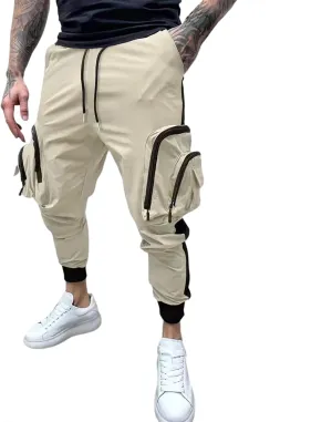 Men's Cargo Jogger Pants Stretch Sweatpants Slim Fit Tactical Pants with Zipper Pockets Casual Trousers Men's Casual Slim Fit Pants Skinny Stretch Dress Slacks #19- Khaki 3X-Large