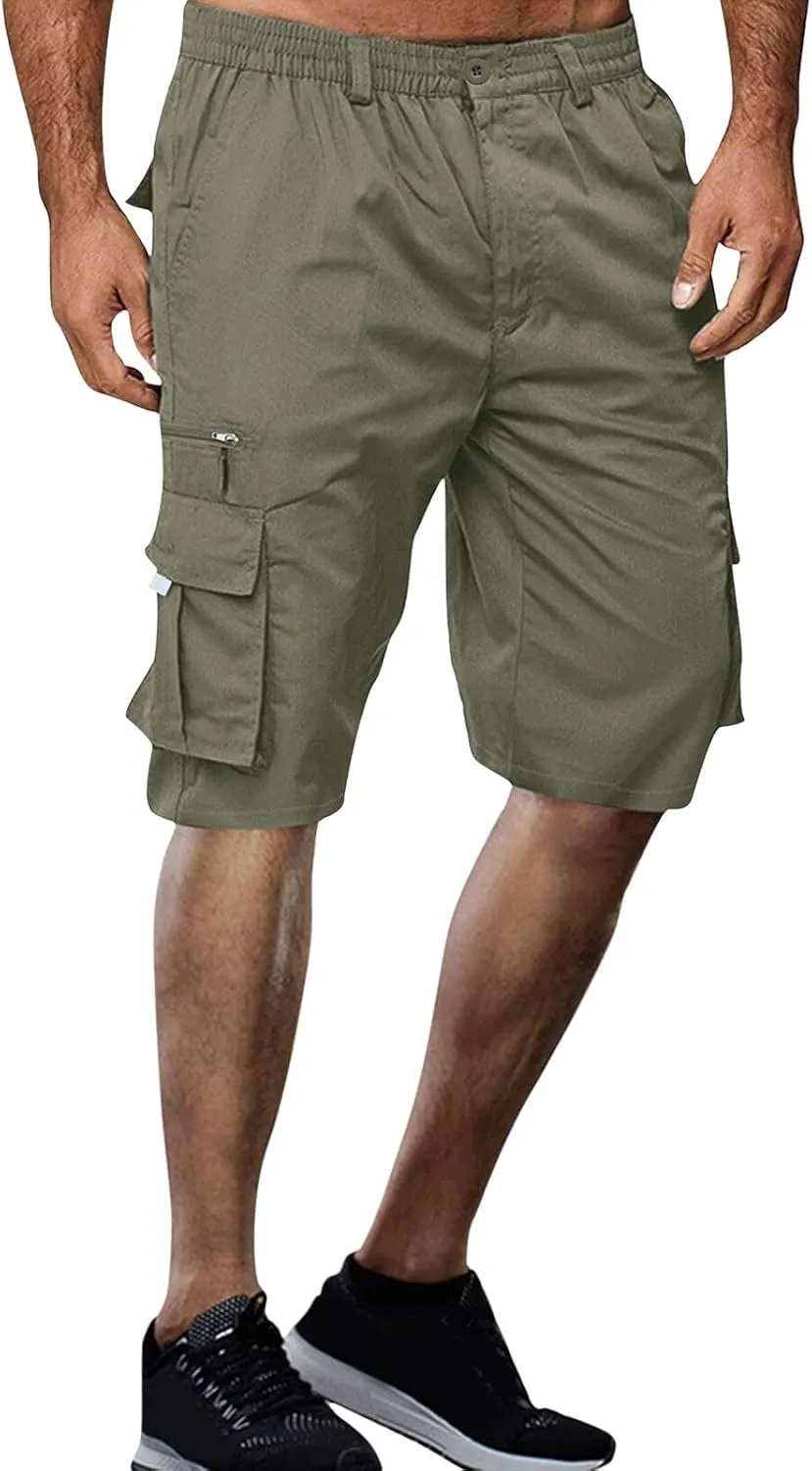 Mens Cargo Shorts Casual Flat Front Shorts Running Shorts with Multi Pocket Athletic Shorts Summer Utility Cargo Short