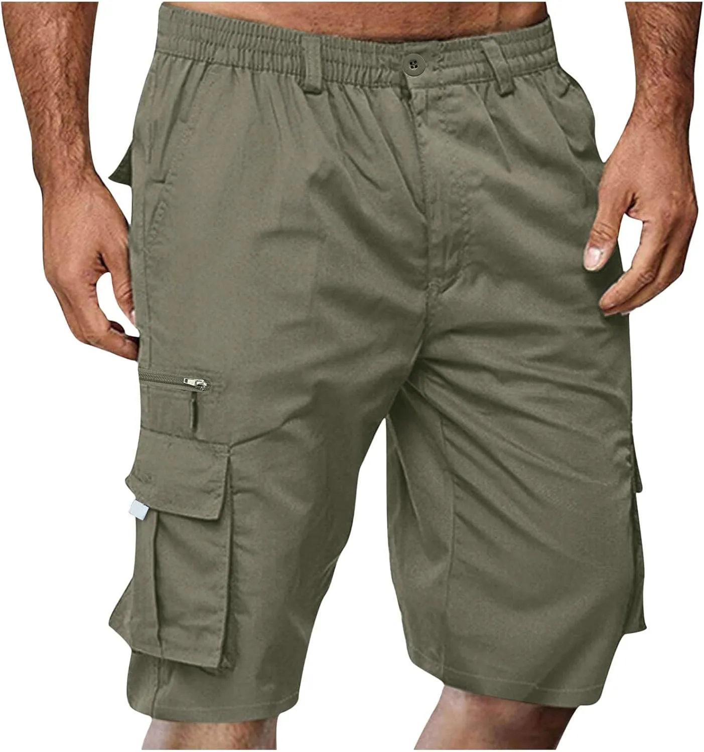 Mens Cargo Shorts Casual Flat Front Shorts Running Shorts with Multi Pocket Athletic Shorts Summer Utility Cargo Short