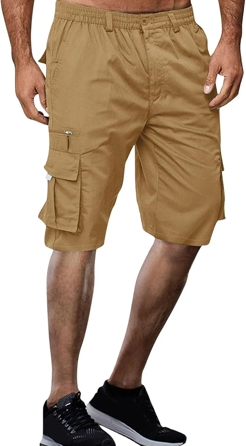 Mens Cargo Shorts Casual Flat Front Shorts Running Shorts with Multi Pocket Athletic Shorts Summer Utility Cargo Short