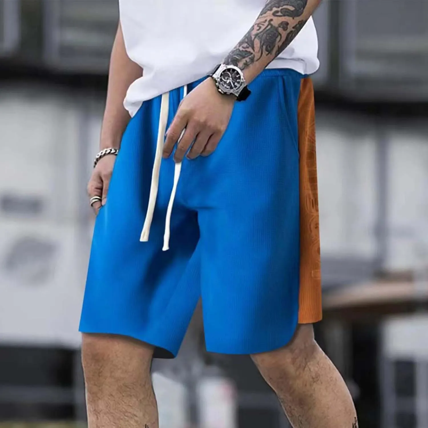 Mens Running Shorts with Pockets 7 Inch Lightweight Straight Leg Bermuda Shorts Quick Dry Gym Workout Athletic Shorts