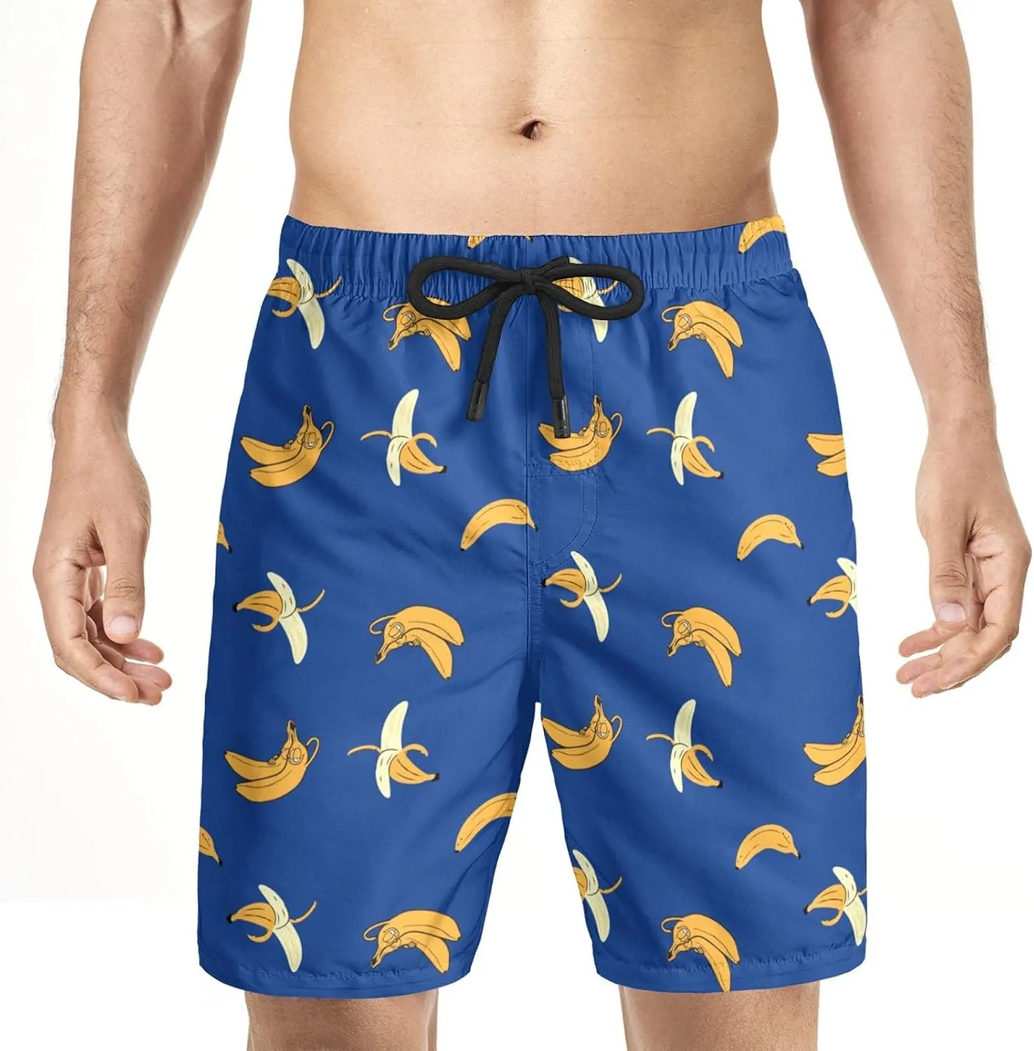 Mens Swim Trunks Quick Dry Swim Plus Size Print Shorts with Big and Tall Funny Surfing Beach Swimwear Bathing Suits