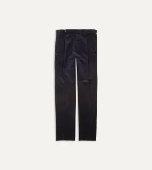 Navy Mid-Wale Corduroy Single Pleat Trouser