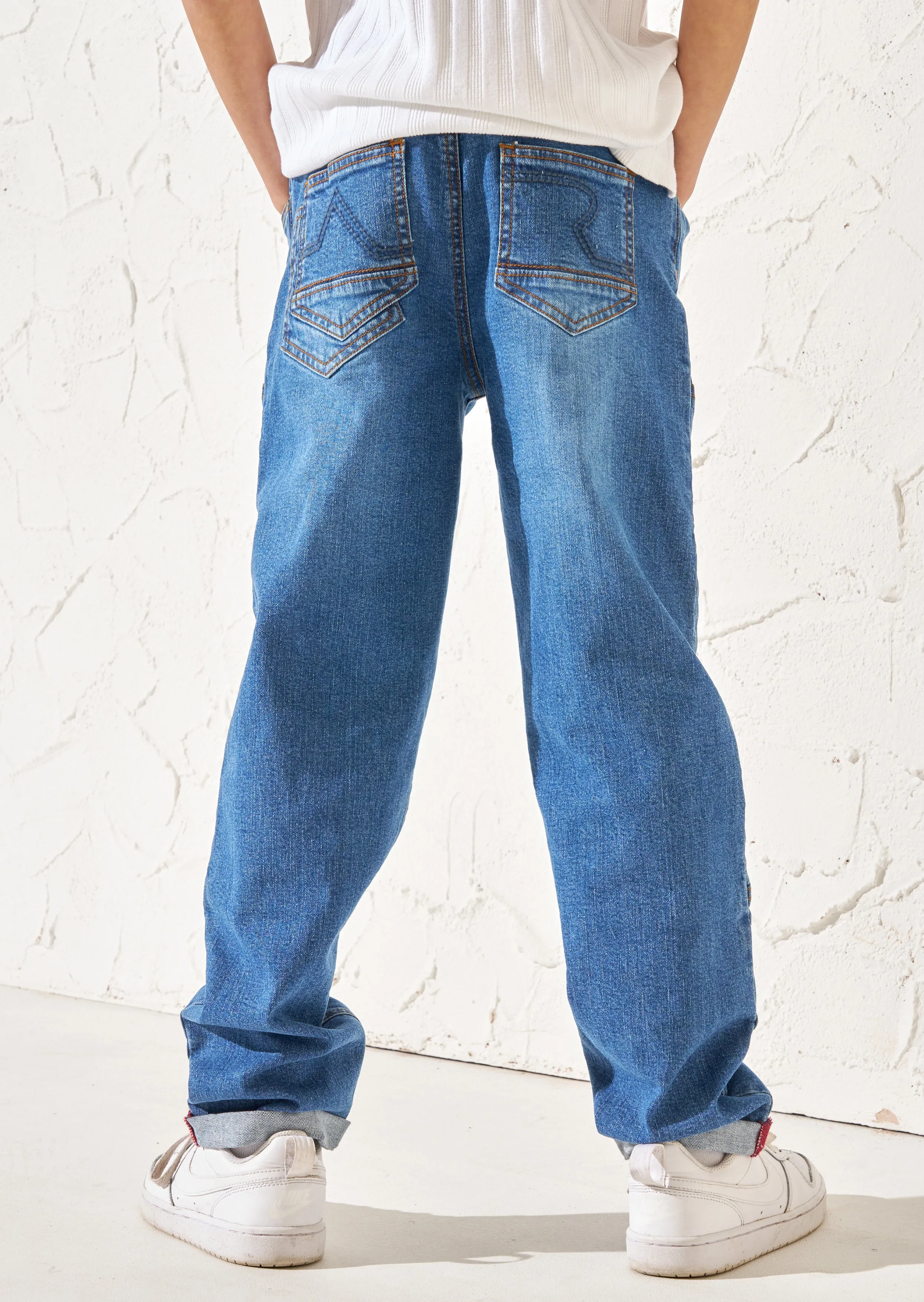 Roman Washed Denim Biker Jean