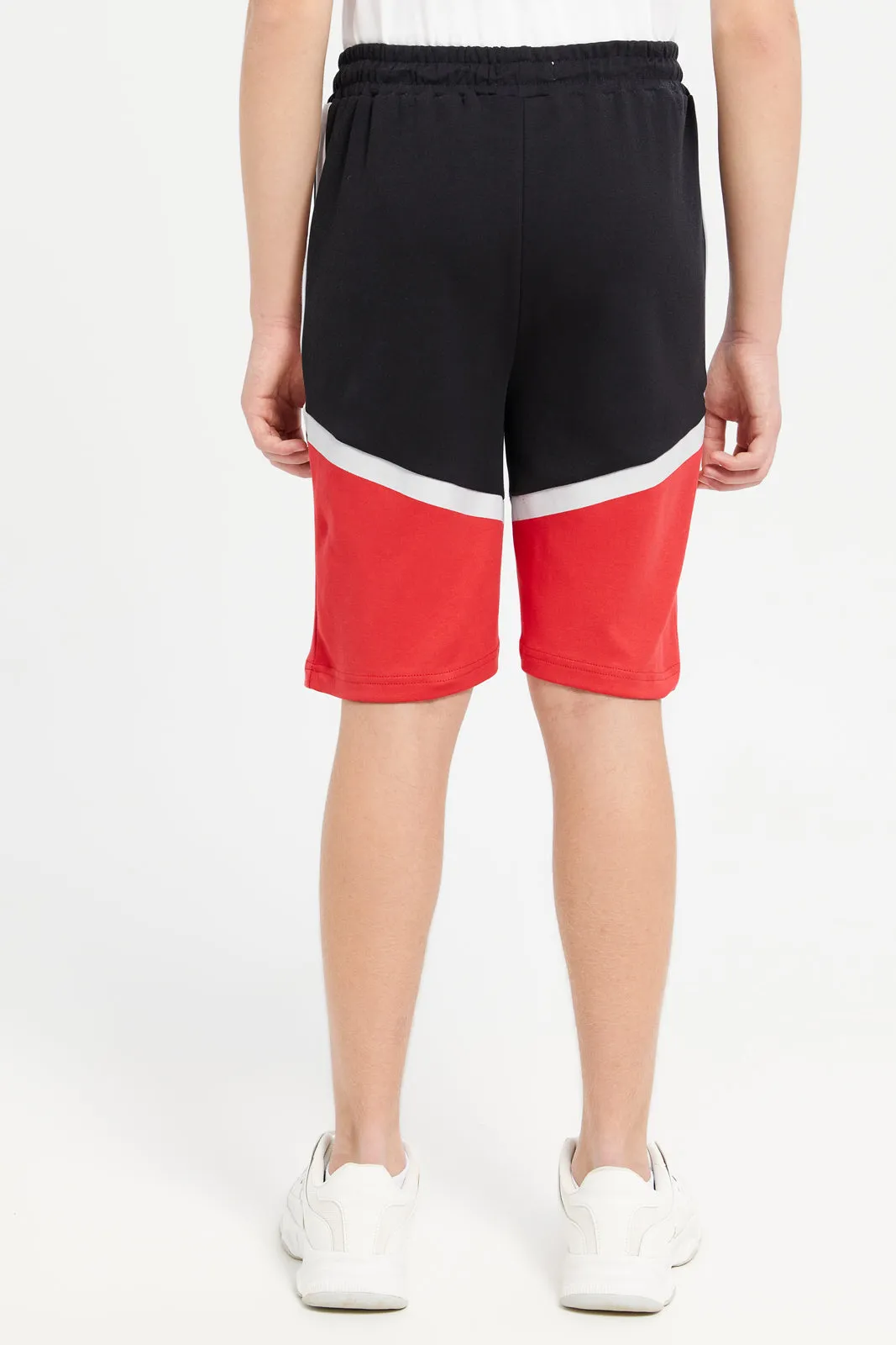 Senior Boys Black And Red Active Shorts