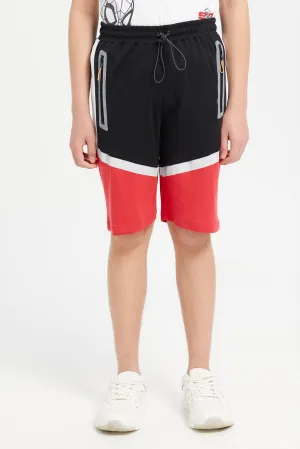 Senior Boys Black And Red Active Shorts