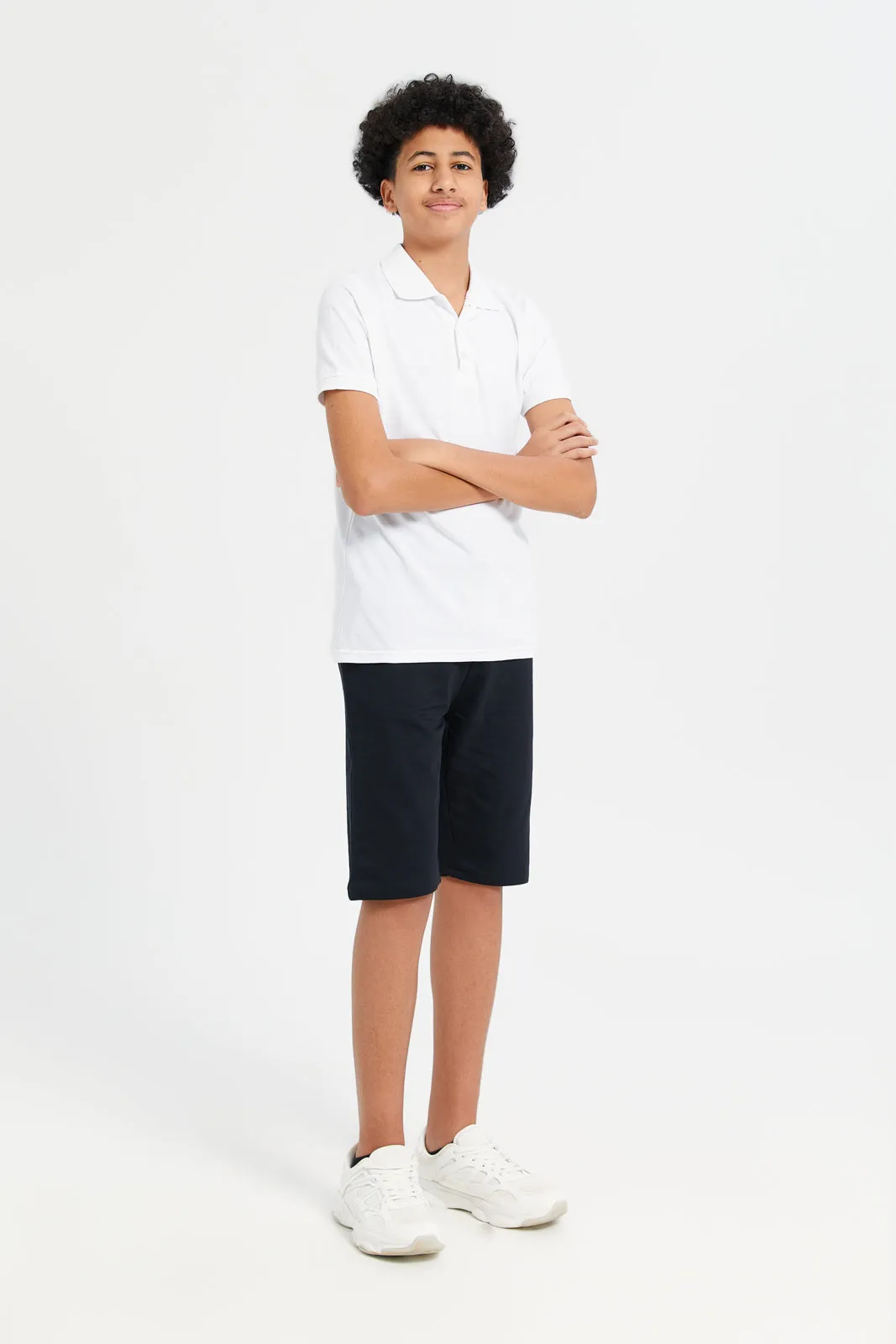 Senior Boys Black Basic Active Shorts