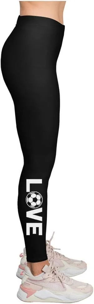 Soccer Leggings for Women and Teen Girls Gift for Soccer Fans Sports Leggings X-Large Black