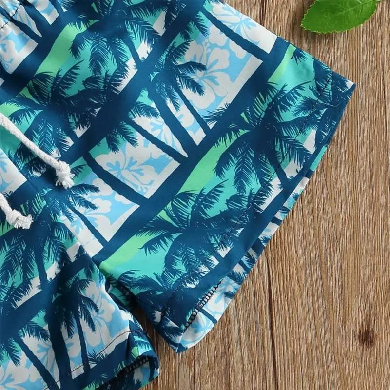 Toddlers Boy Swim Trunks Palm Tree Print Beach Shorts