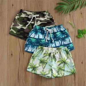 Toddlers Boy Swim Trunks Palm Tree Print Beach Shorts