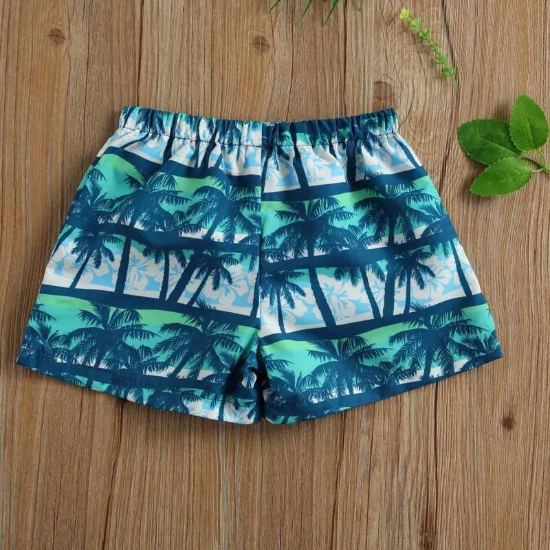 Toddlers Boy Swim Trunks Palm Tree Print Beach Shorts