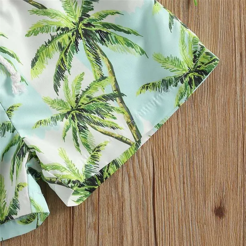 Toddlers Boy Swim Trunks Palm Tree Print Beach Shorts