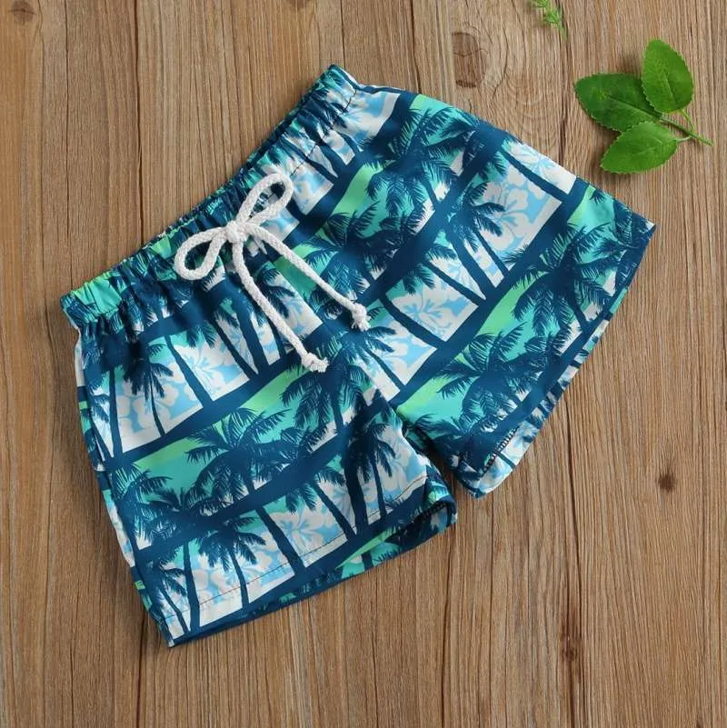 Toddlers Boy Swim Trunks Palm Tree Print Beach Shorts