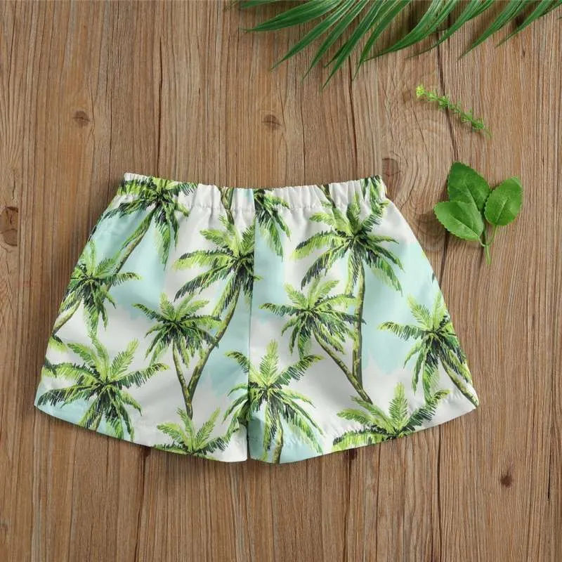 Toddlers Boy Swim Trunks Palm Tree Print Beach Shorts