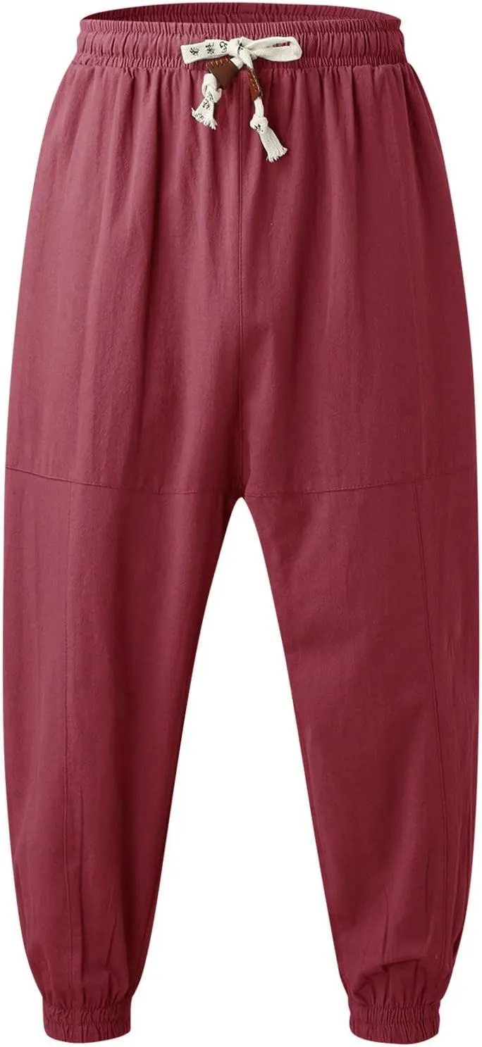 Trousers Men with Pockets Drawstring Elastic Pants Mid Waist Waist Solid Casual Men's Casual Chinos Pants Men