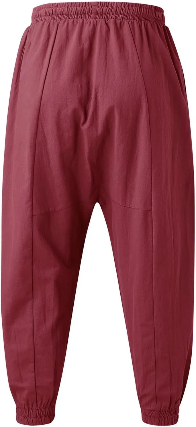 Trousers Men with Pockets Drawstring Elastic Pants Mid Waist Waist Solid Casual Men's Casual Chinos Pants Men