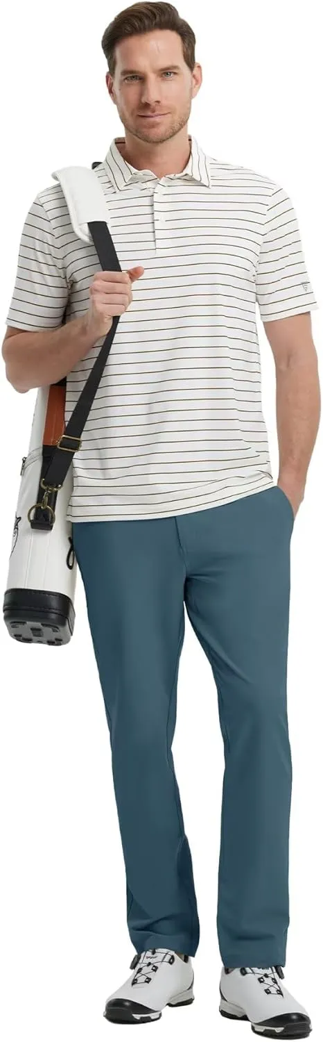 VEBOON Mens Golf Pants Stretch 30"/32"/34" Water-Resistant Lightweight Stretch Casual Flat Front Dress Pants with 5 Pockets