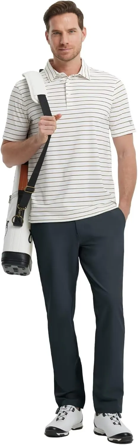 VEBOON Mens Golf Pants Stretch 30"/32"/34" Water-Resistant Lightweight Stretch Casual Flat Front Dress Pants with 5 Pockets