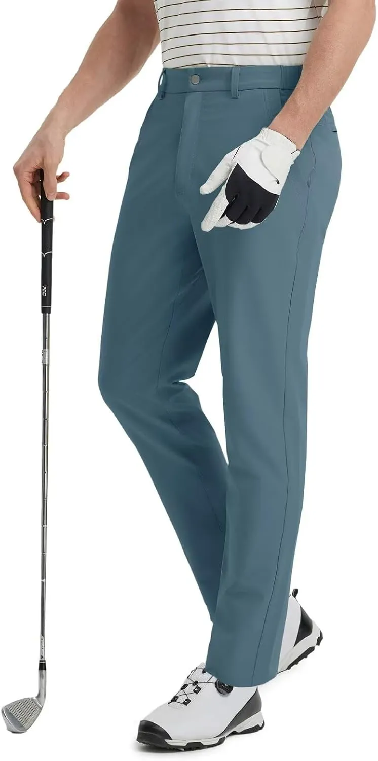 VEBOON Mens Golf Pants Stretch 30"/32"/34" Water-Resistant Lightweight Stretch Casual Flat Front Dress Pants with 5 Pockets