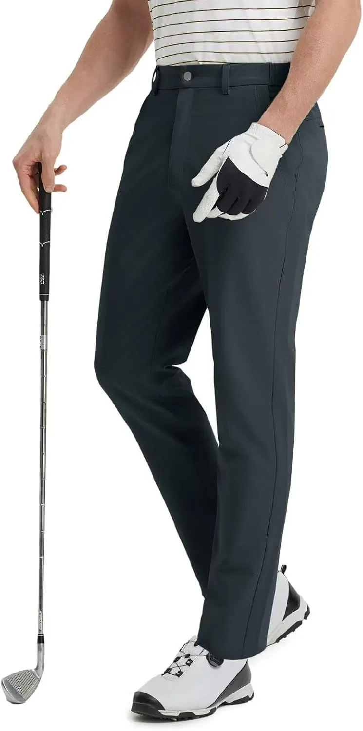 VEBOON Mens Golf Pants Stretch 30"/32"/34" Water-Resistant Lightweight Stretch Casual Flat Front Dress Pants with 5 Pockets