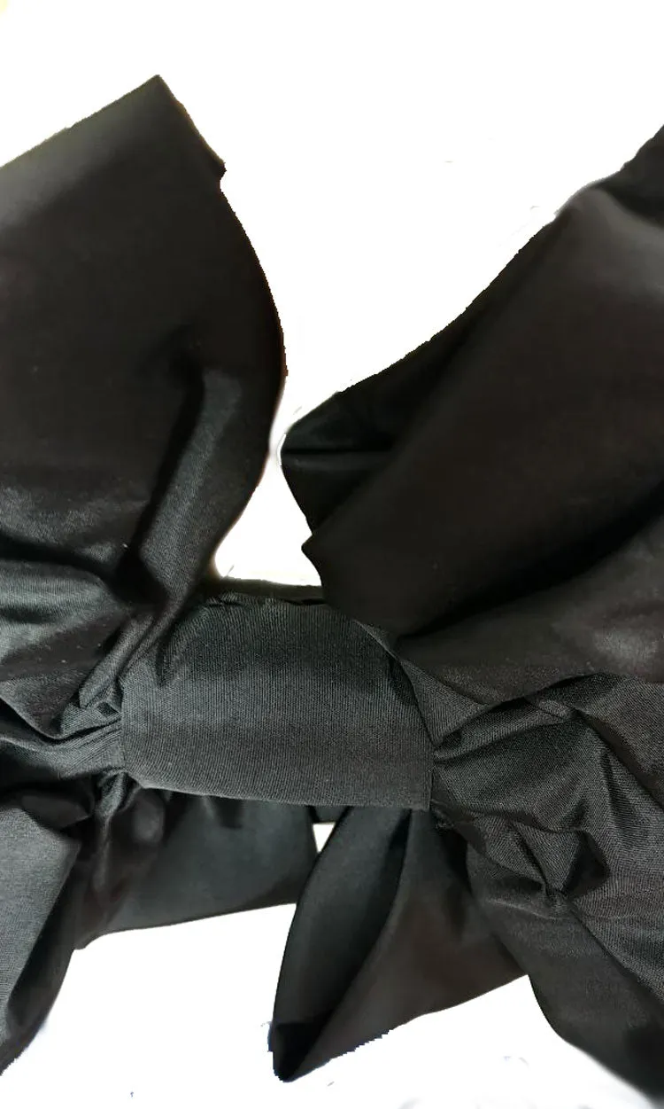 *VINTAGE HUGE BLACK TAFFETA WRAP AROUND BELT WITH 4-1/2 FEET TIES