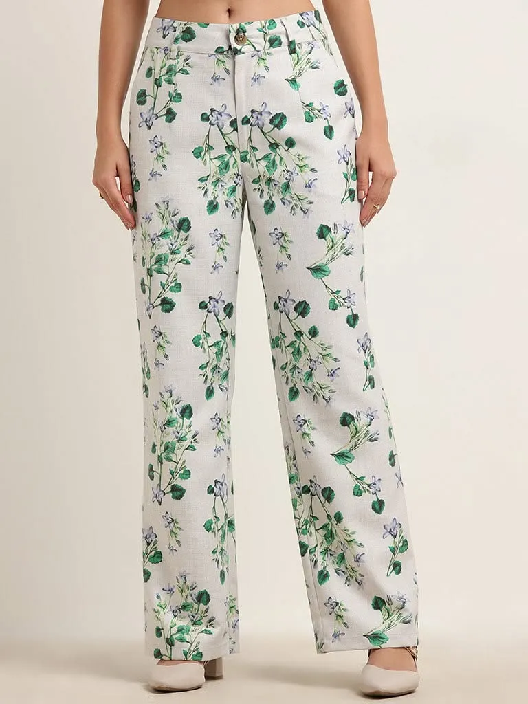 Wardrobe Multicolour Floral Design Mid-Rise Trousers