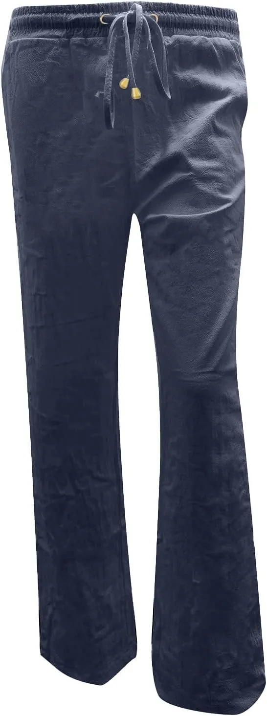 Women Trouser Pants Straight Leg Plus Size Wide Leg Stretch Pants Loose Lounge Pants Cotton Linen Trendy Sweatpant