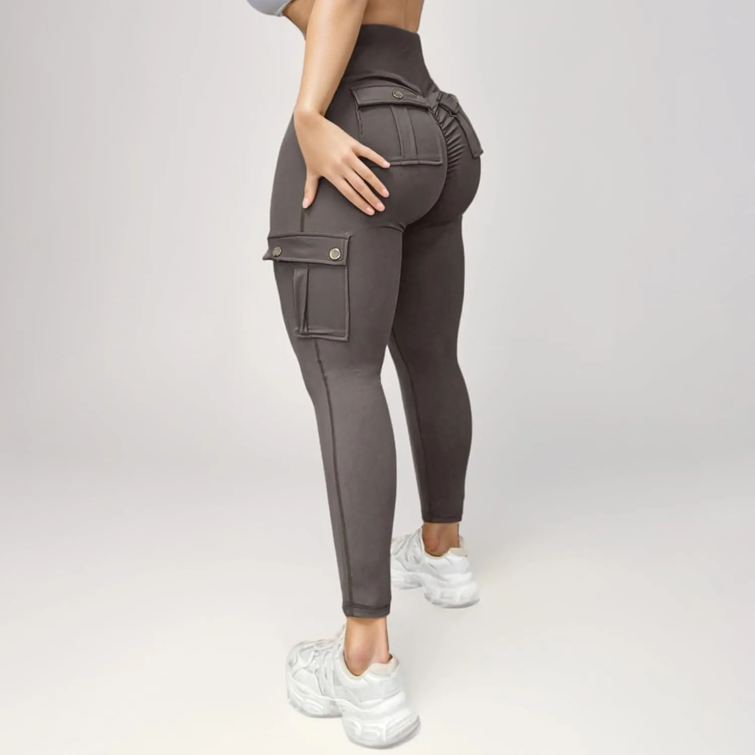 Women's Cargo Yoga Leggings High Waist Workout Butt Lifting Leggings Tummy Control Running Sports Pants with Pockets