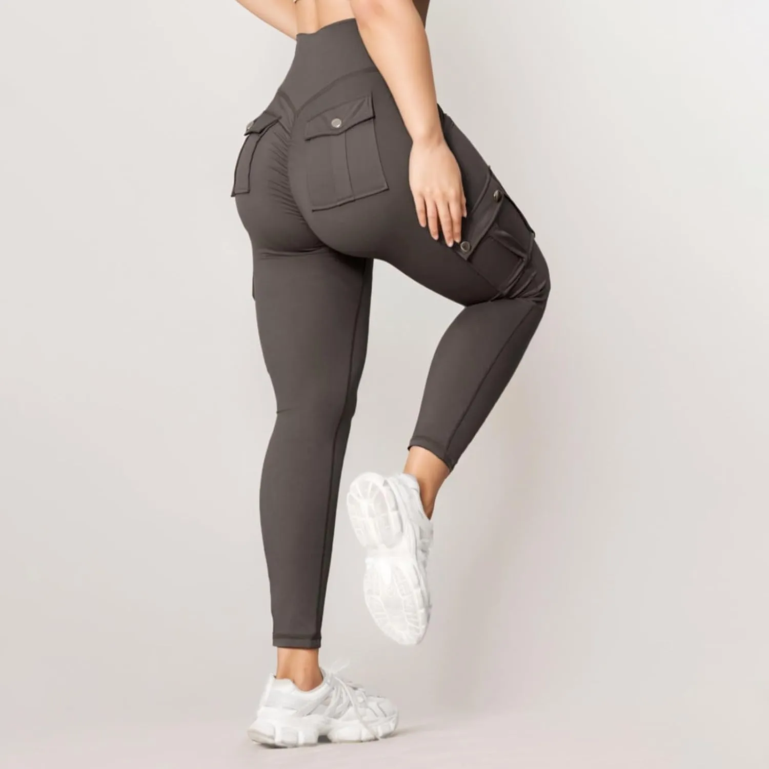 Women's Cargo Yoga Leggings High Waist Workout Butt Lifting Leggings Tummy Control Running Sports Pants with Pockets