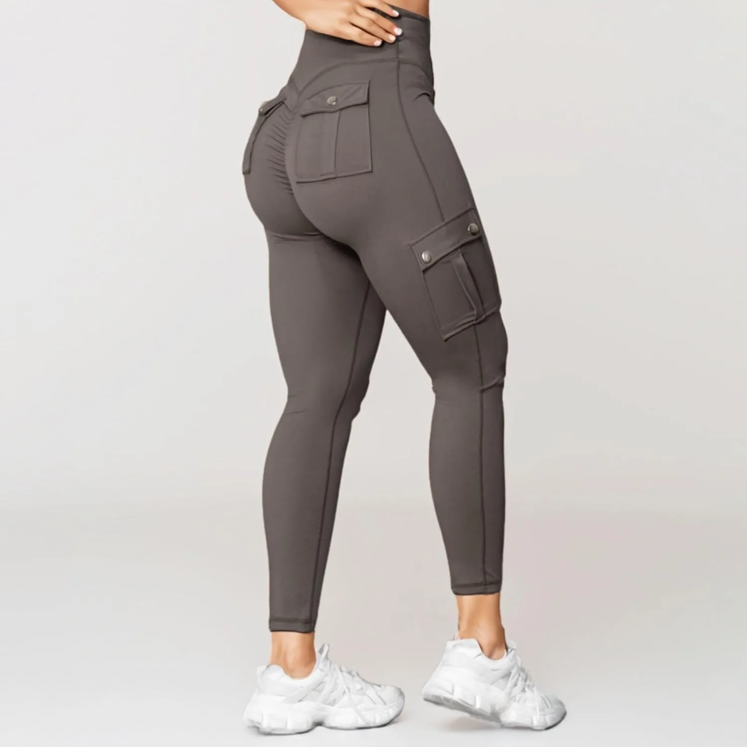 Women's Cargo Yoga Leggings High Waist Workout Butt Lifting Leggings Tummy Control Running Sports Pants with Pockets