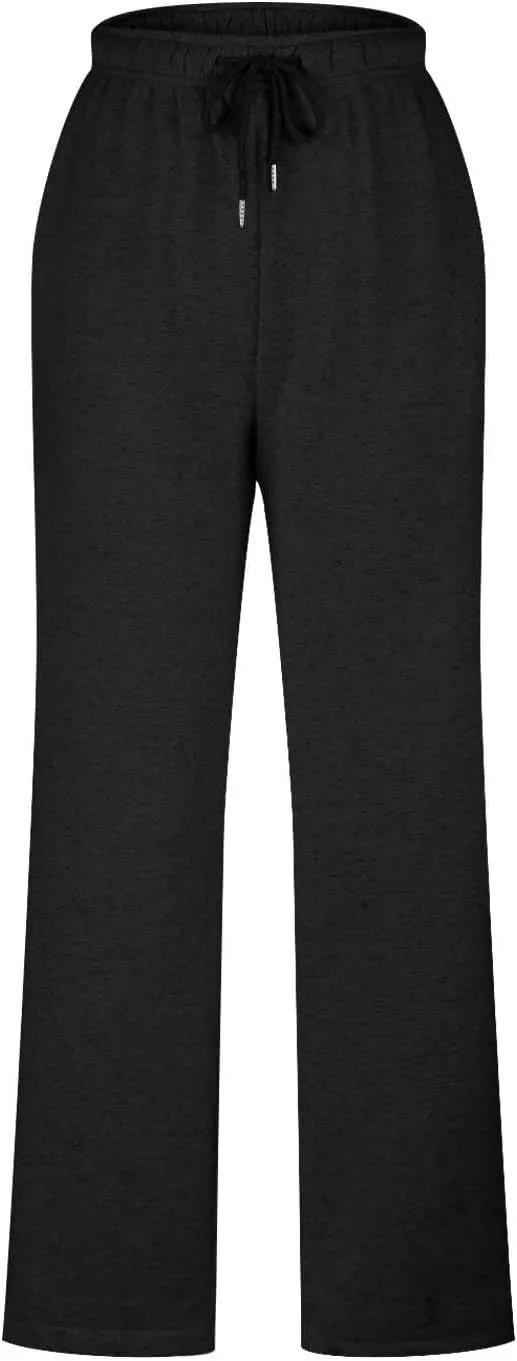 Women's Wide Leg Sweatpants Fleece Lined Baggy Straight Leg Lounge Pants Spring Fall Outfits Athletic Joggers